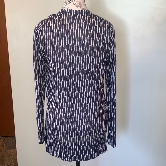 LOFT Navy Blue and White Lightweight Open-Front Cardigan Women’s XS Extra Small - Picture 3 of 6